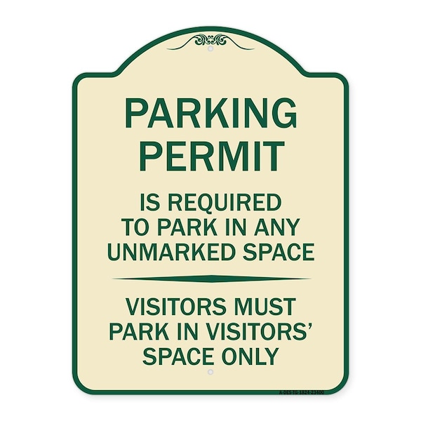 Parking Permit Is Required to Park in ANY Unmarked Space Visitors Must Park in Visito, TG-1824-23400